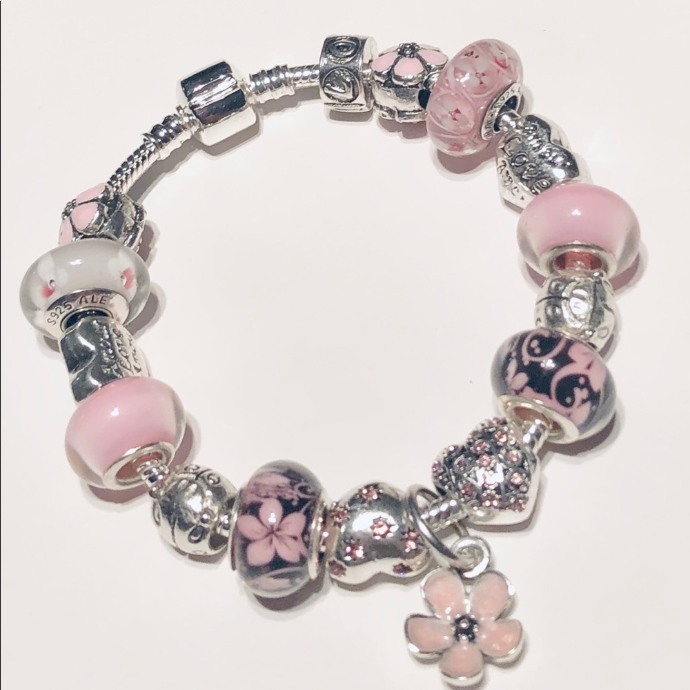 X2 PANDORA Pink Murano Bead Bracelet
